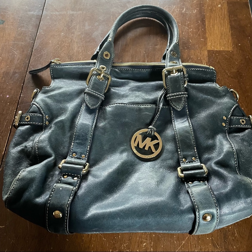 Michael Kors dark teal ish colored handbag satchel